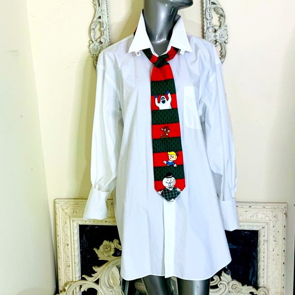 VINTAGE Rudolf Festive Holiday Pattern Tie UNISEX - Picture 8 of 8